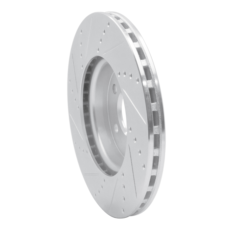 Audi A4 Brake Rotor (1) - Front Right - R1 Concepts - Drilled & Slotted - Silver - `08-`25